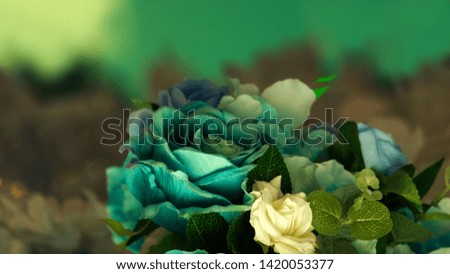 Emerald and green rose. Abstract image. The design concept of bouquets in vintage and retro style. Artificial design. Background.