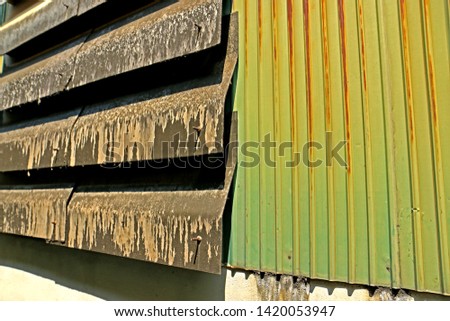 Detail of metal sheet wall & tile ventilation of factory 