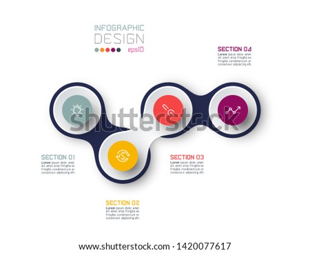 Circle linked with business icon infographics on white background.