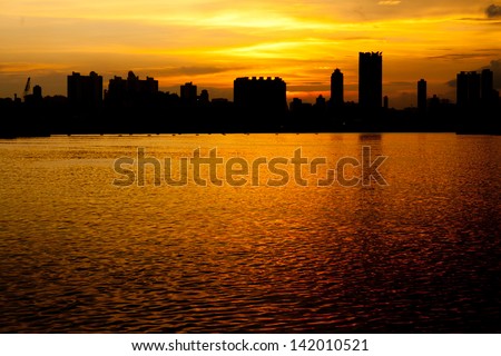 Skyline In Sunset In Hong Kong