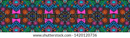 African art drawing. Seamless aztec pattern. Vintage style. Folk design. Boho fashion. Fashion mayan print. Boho design. Indian style. Black, cyan, pink, green, gold african art drawing.