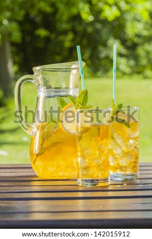 cold summer drinks in garden