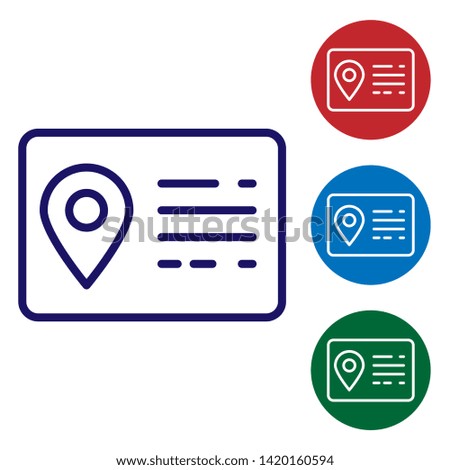 Blue Address book line icon isolated on white background. Telephone directory. Set color icon in circle buttons. Vector Illustration