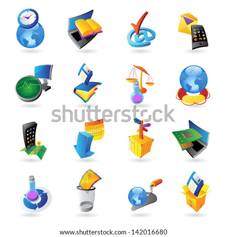 Icons for technology and computer interface. Raster version. Vector version is also available.