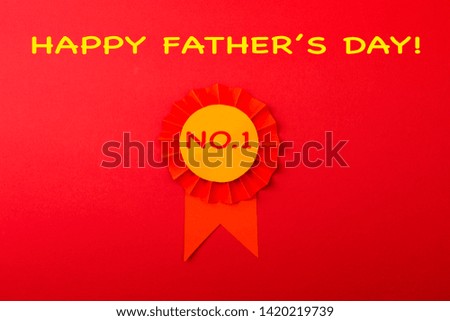 Happy fathers day red label with ribbons. Reward for a best father. - Image 
