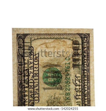 Watermark on a genuine one hundred dollars banknotes