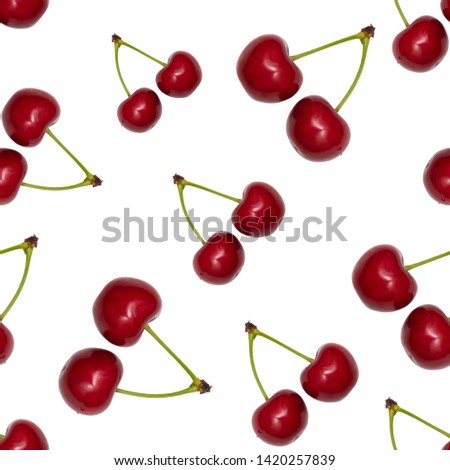 Seamless pattern of cherry on white background.
