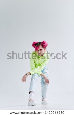 fashion style woman with pink hair