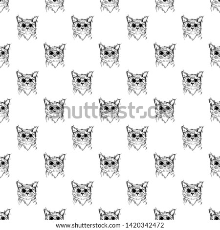 Stylized cutecat with beautiful cute eyes. Kawaii. Template for cards and any printing products, printing on clothing. illustration.