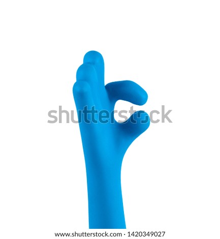 Plastic hand ok sign isolated on white background with clipping path
