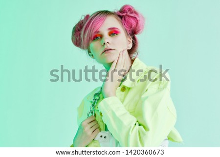 neon pink hair fashion woman portrait