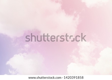 Bright sky and cloud colorful pink and blue pastel tone color.
