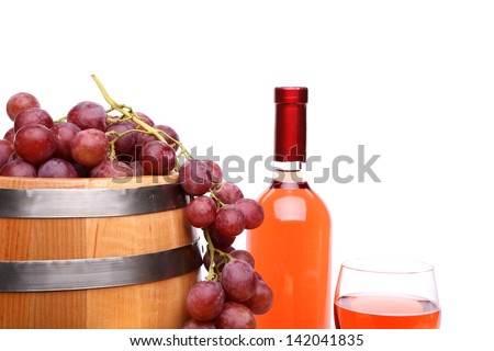 Wine composition close-up is located on the white background
