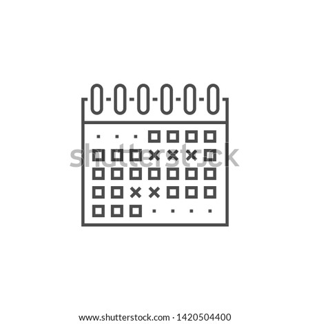 Events Calendar Related Vector Thin Line Icon. Isolated on White Background. Editable Stroke. Vector Illustration.