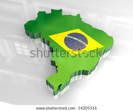 3d flag map of brazil