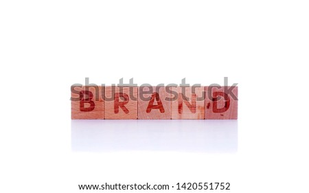 wooden cube with word Brand on white background. Concept image