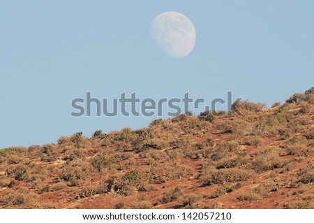 Almost Full Moon over the Mountain , in Tenerife, Canary Islands, Spain