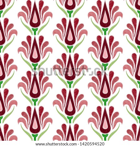 Imitation of embroidery on a white background, seamless pattern, vector