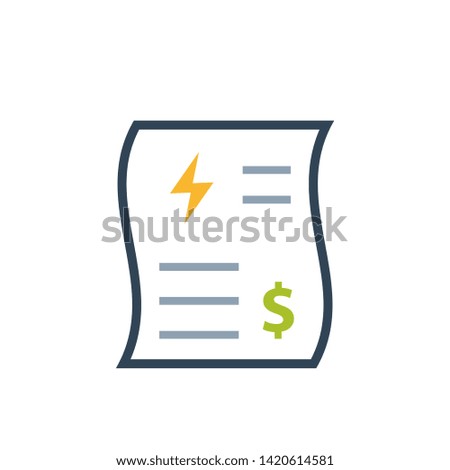 Energy utility bill color icon. Clipart image isolated on white background
