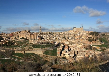 Old Toledo town, former capital of Spain. Famous Alcazar and Cathedral.