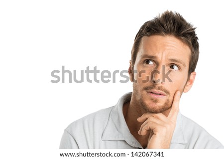Portrait Of Thoughtful Young Man Isolated On White Background