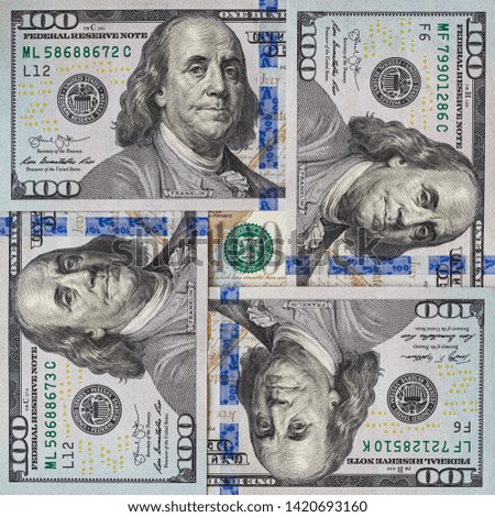 Square of 100 dollar bills