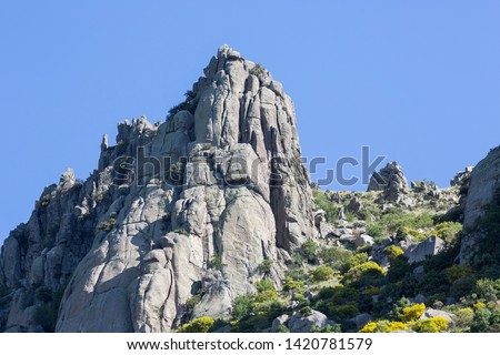 Granite hill frame in La Cabrera, Spain.