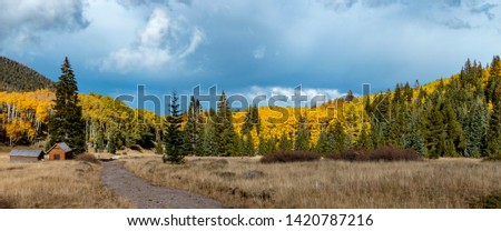 Wide angle of Inner Basin of the San francisco peaks Flagstaff During Fall time Royalty-Free Stock Photo #1420787216