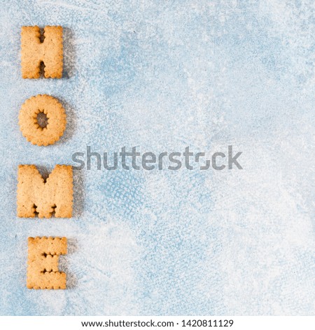 Crackers Arranged as a Word Home, copy space for your text, square