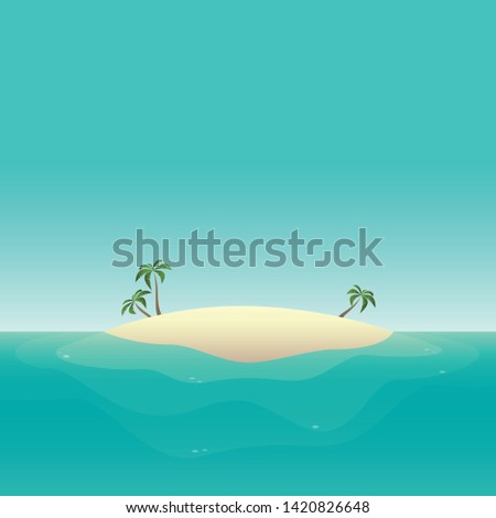 Summer background - sandy island at ocean vector illustration