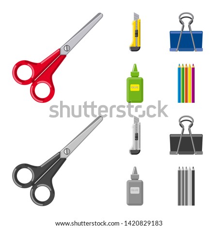 Bitmap design of office and supply sign. Collection of office and school stock bitmap illustration.