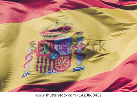 Spanish flag waving in the wind background