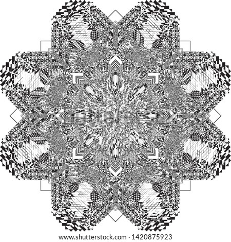 arabesque target star like octogonal inspired strukture abstract cut art deco illustration on transparent background