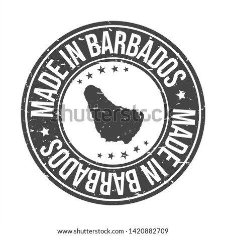 Made in Barbados Symbol. Silhouette Icon Map. Design Grunge Vector. Product Export Seal.