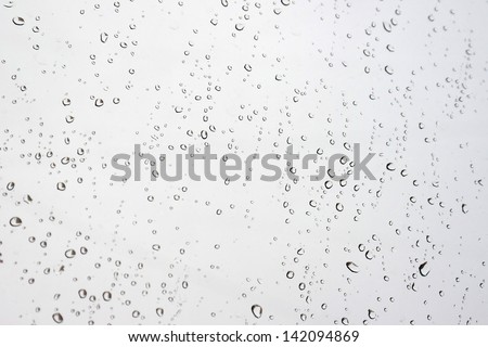 Drops of rain on the window (glass). Shallow DOF. Royalty-Free Stock Photo #142094869