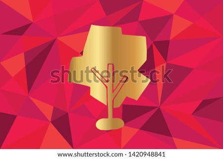 Vector Illustration of Nature Trees Icon with Red Polygon and Geometric. Graphic Design for Template, Layout, Background, Poster and More. 