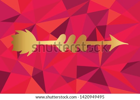 Vector Illustration of Arrow with Feathers Icon with Red Polygon and Geometric. Graphic Design for Template, Layout, Background, Poster and More. 