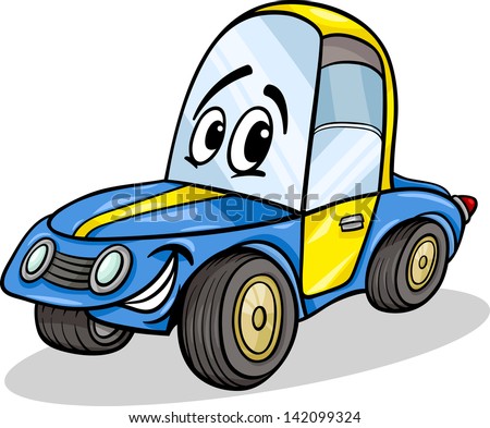 Cartoon Vector Illustration of Funny Racing Car Vehicle Comic Mascot Character