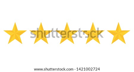 five golden stars rating showing best quality vector