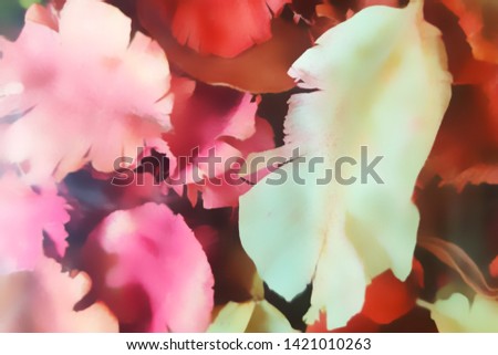 Blurred watercolor image style background of potpourri in red, pink and white color; shoot by mobile camera and designed by filter effect graphic program.
