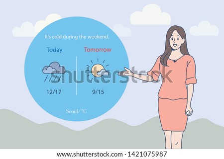 Weather forecast of weather castors News. hand drawn style vector design illustrations. 