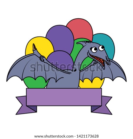 cute Pterodactyl with balloons helium frame