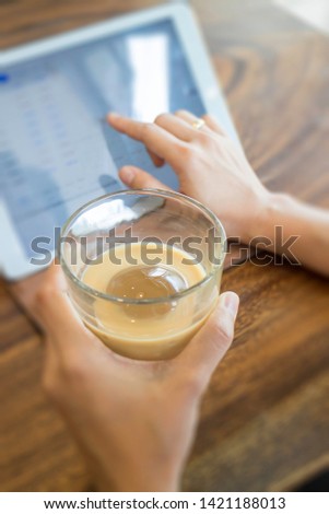 Served internet in the coffee shop, stock photo