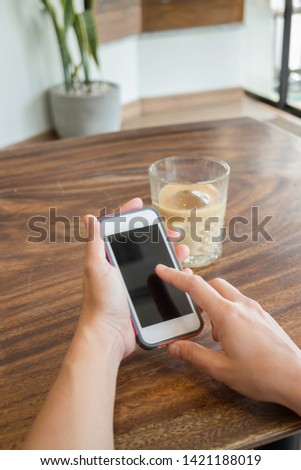 Served internet in the coffee shop, stock photo