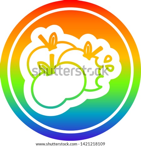 juicy apples circular icon with rainbow gradient finish