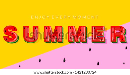 Summer watermelon banner text Vector. Abstract colorful background