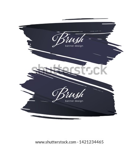 Set of vector modern abstract brush banner. Black gradient stroke shapes isolated on white background. Design element for modern style presentation, web, banner, poster, logo.