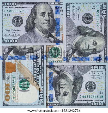 Square of 100 dollar bills