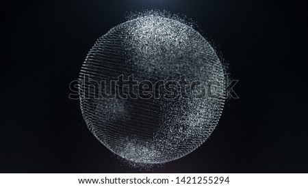 Motion Particle Earth Digital Business Concept. World Map Landscape Future Technology Global Connection Celestial Object. Scientific Approach Grid Lines Deep Outer Space Exploration 3D Rendering