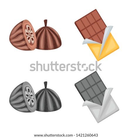 Isolated object of food and yummy logo. Collection of food and brown   stock vector illustration.